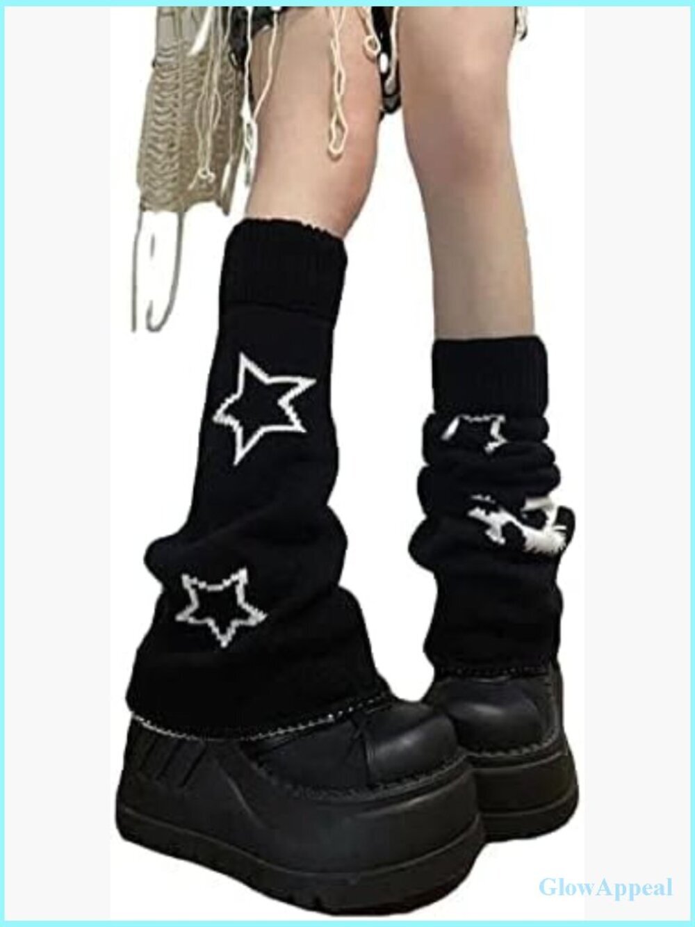 Y2K Star Skull Print Knitted Leg Warmers Socks Punk Streetwear Leg Cover